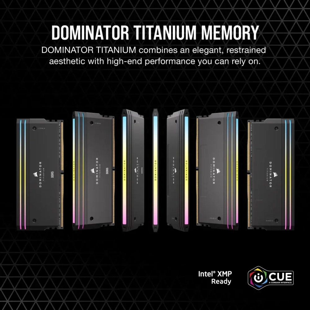 Оперативная память CORSAIR Dominator Titanium RGB, 32 Гб DDR5 (2x16 Гб), CL34, 7200 МГц, (CMP32GX5M2X7200C34)