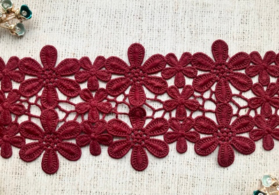 Кружево матовое плетеное, ш. 10,5-11 см, бордовый