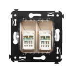 Компьютерная розетка RJ-45 в стену, кат.6А двойная, "Avanti", "Ванильная дымка"