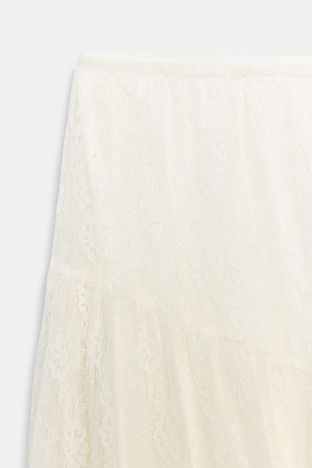 ZARA КОМБИНИРОВАННАЯ ЮБКА С КРУЖЕВОМ, ЭКРЮ