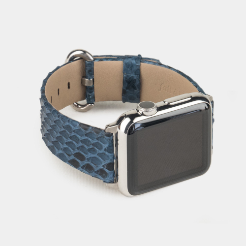 Ремешок для Apple Watch 40/41/42 mm из кожи питона, синего цвета