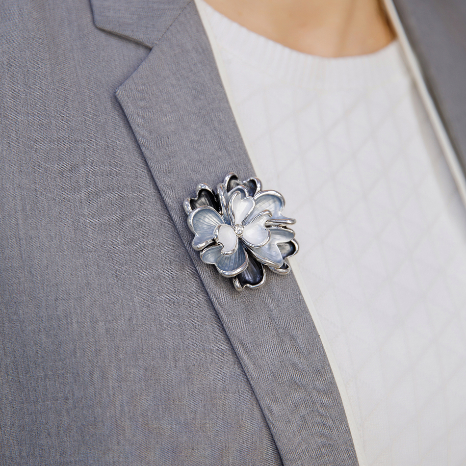 Брошь Shadore Цветок XZ1153.2 BW/S