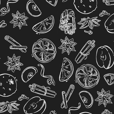 Christmas spices, star anise and apple illustration