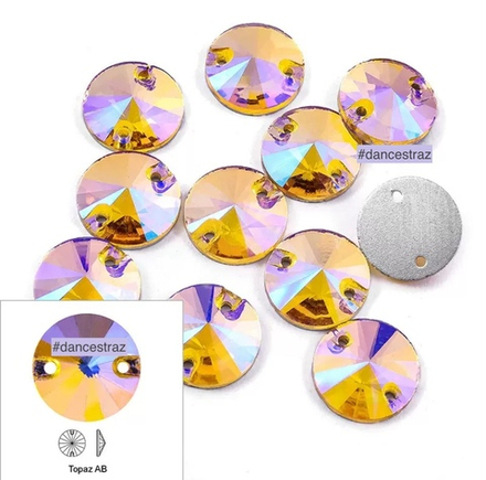 Стразы пришивные, Rivoli, Topaz AB, A3-P37, 16mm, (32 ea/pkg), (F2)