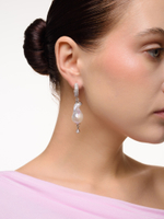 Серьги "Two drops pearl" Silver