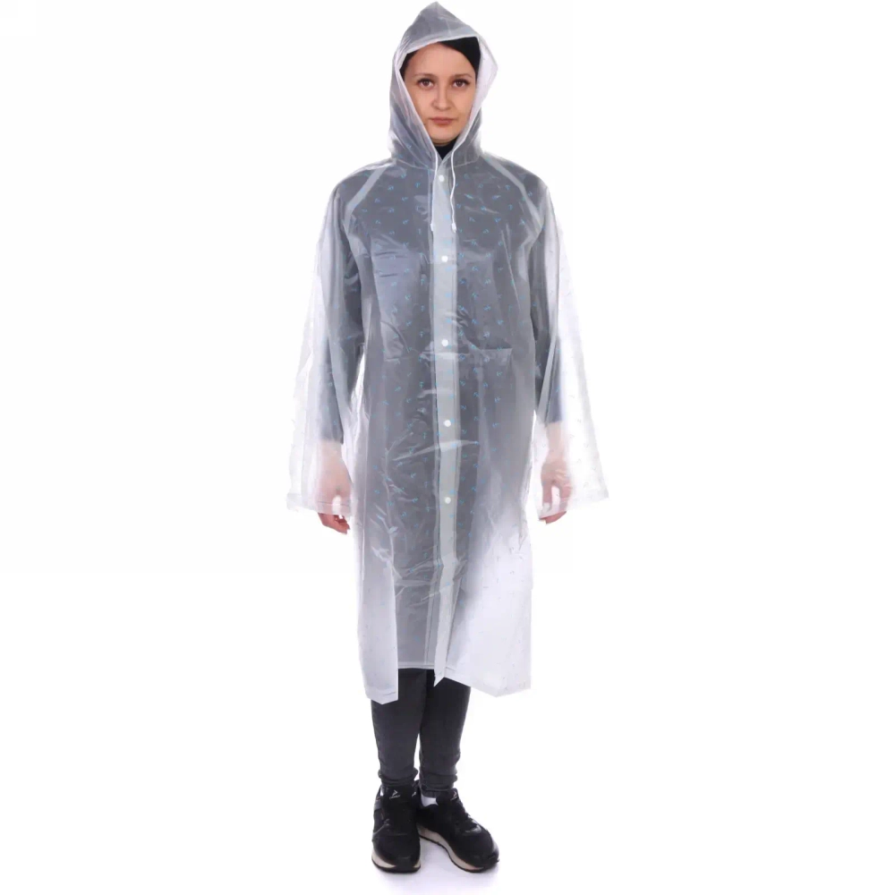 Дождевик-плащ 120 Мкрн 110*62см «Якорь» с капюшоном и завязками, на кнопках, ДоброСад