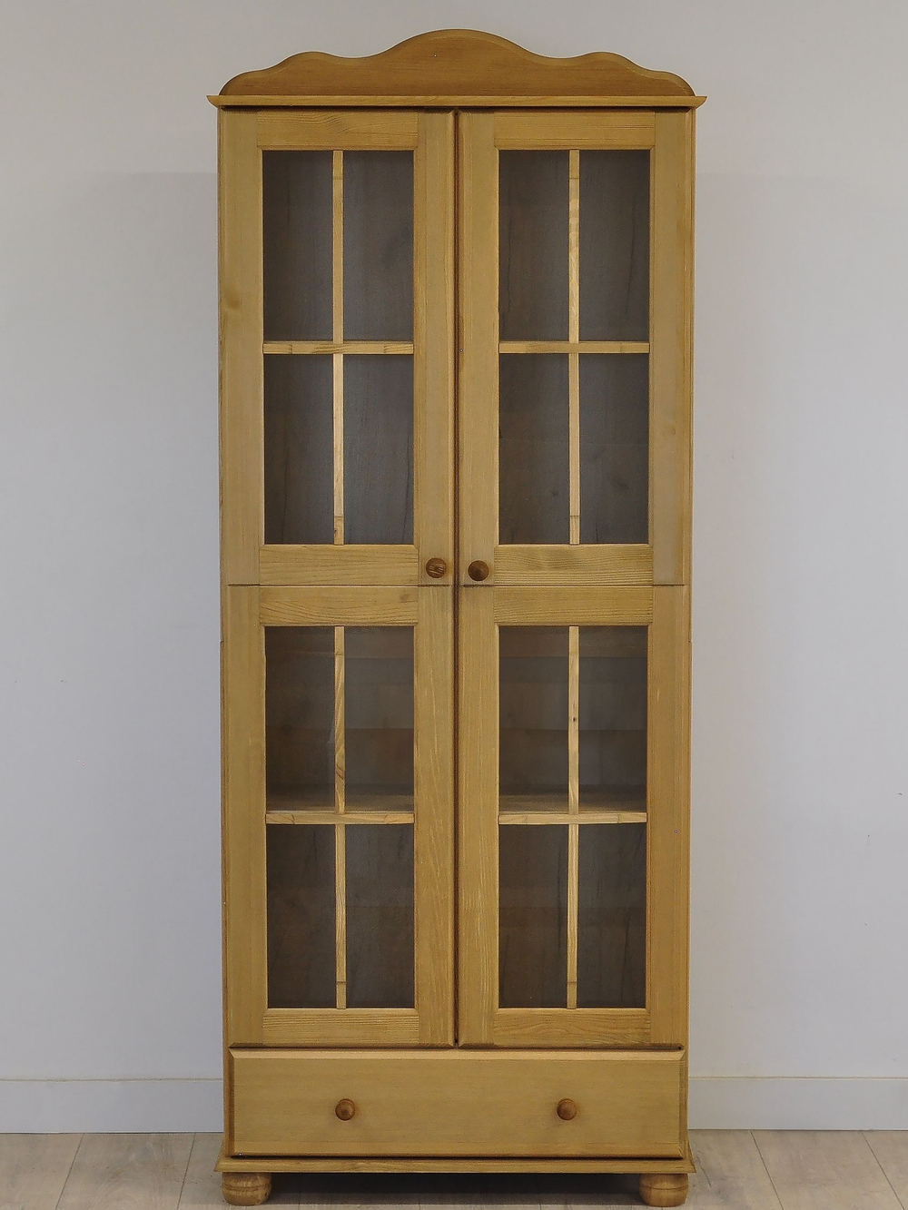 Шкаф витрина, 77х32х186, Бритта, буфет, стеклянный, сервант, деревянный, 2 двери, бейц, Dipriz