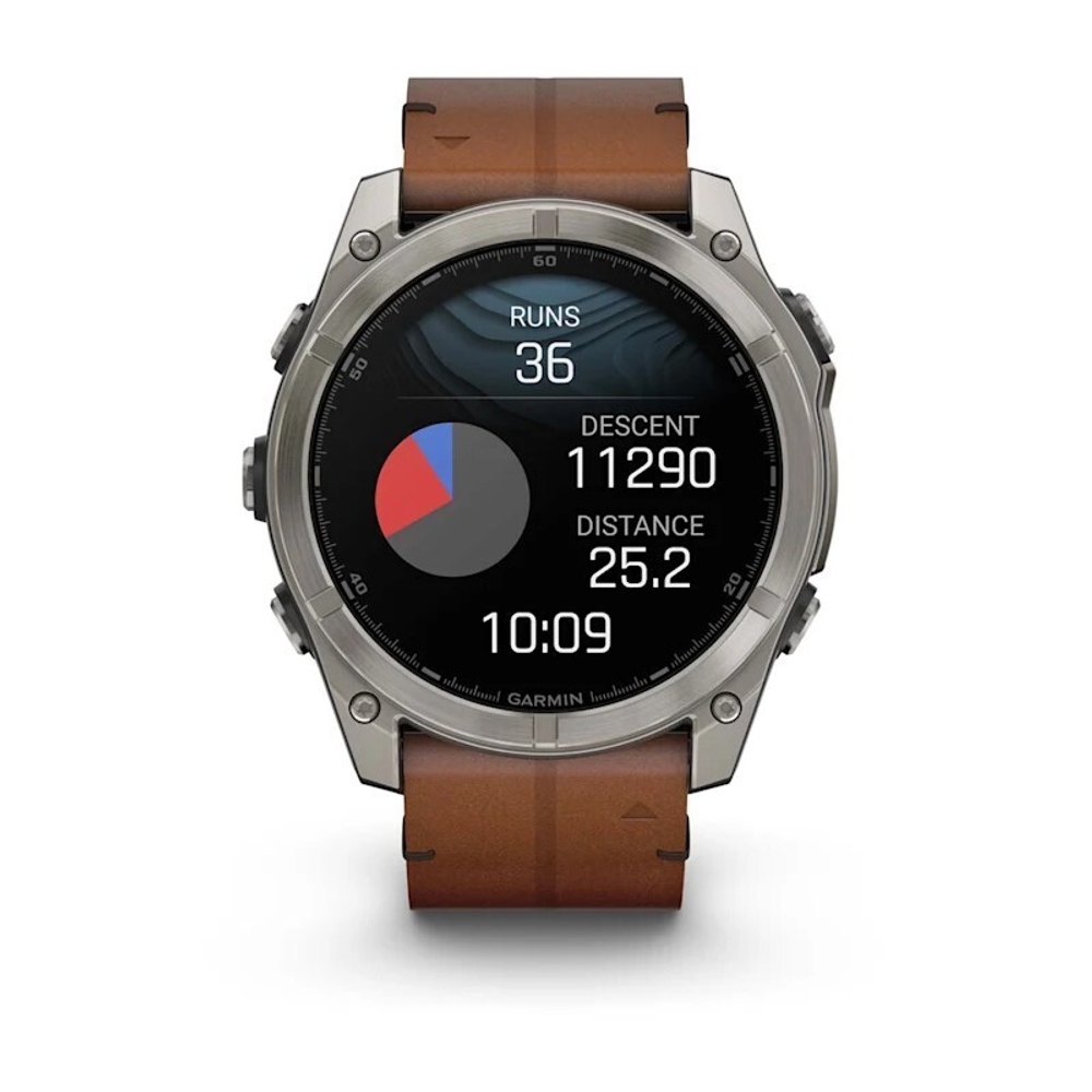 Умные часы Garmin Fenix 8, 51 мм, AMOLED, Sapphire bare Titanium, black with chestnut leather band plus graphite silicone band