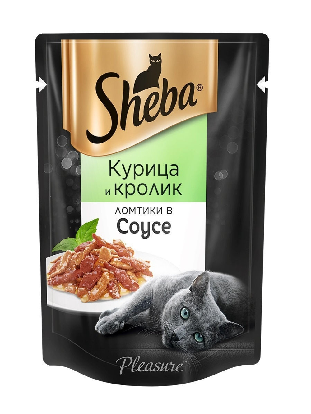 Влажный корм Sheba Pleasure для взрослых кошек, курица и кролик, ломтики в соусе, 85 г