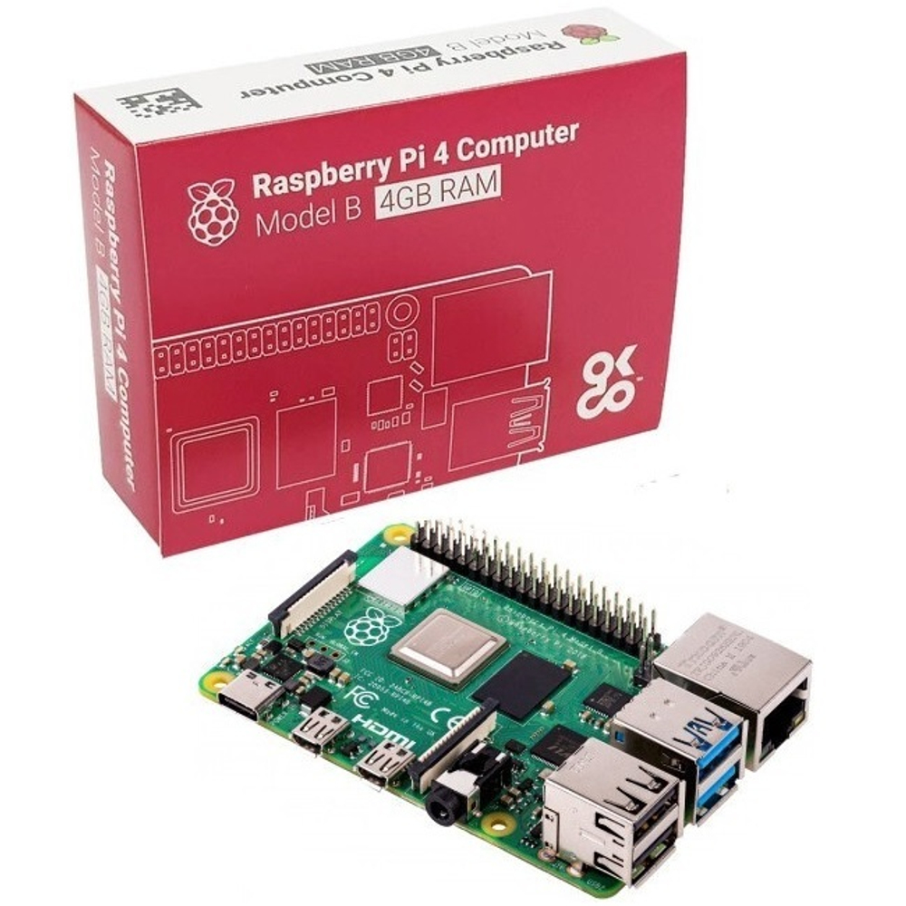 Микрокомпьютер Raspberry Pi 4 Model B 4GB, ARM, GLAN, Wi-Fi, Bluetooth