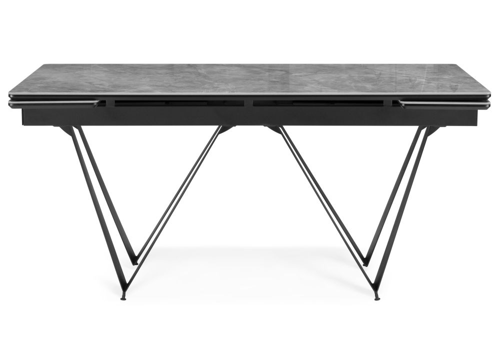 Керамический стол Марвин 160(220)х90х76 серый глянец / черный