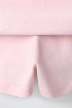 ZARA ЮБКА-ШОРТЫ ИЗ ПИКЕ СО СКЛАДКАМИ, СВЕТЛО-РОЗОВЫЙ