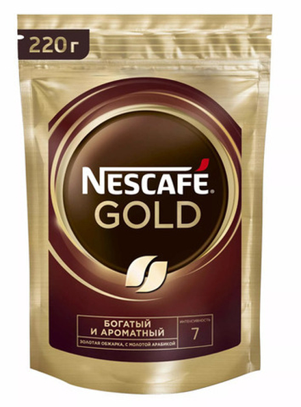 Кофе растворимый Nescafe Gold, 220 г пакет (Нескафе)