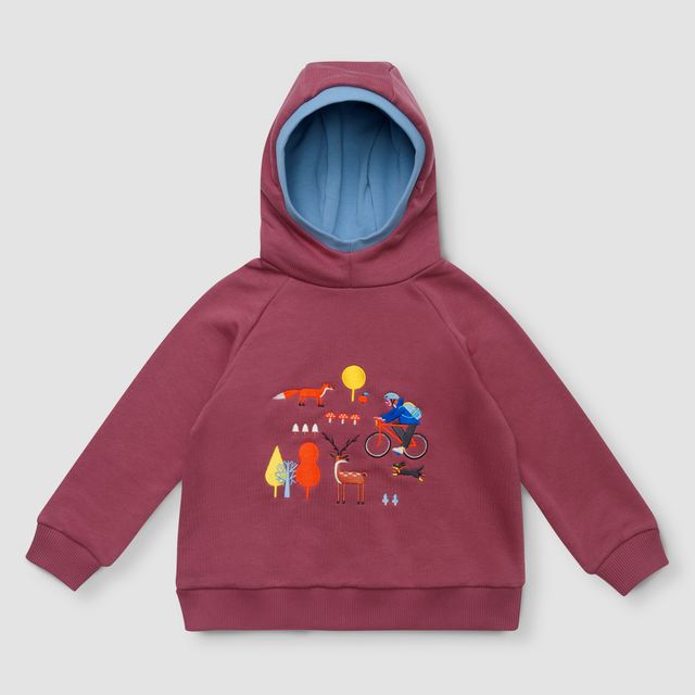 Толстовка цвета пыльный бордо с капюшоном "Осень"