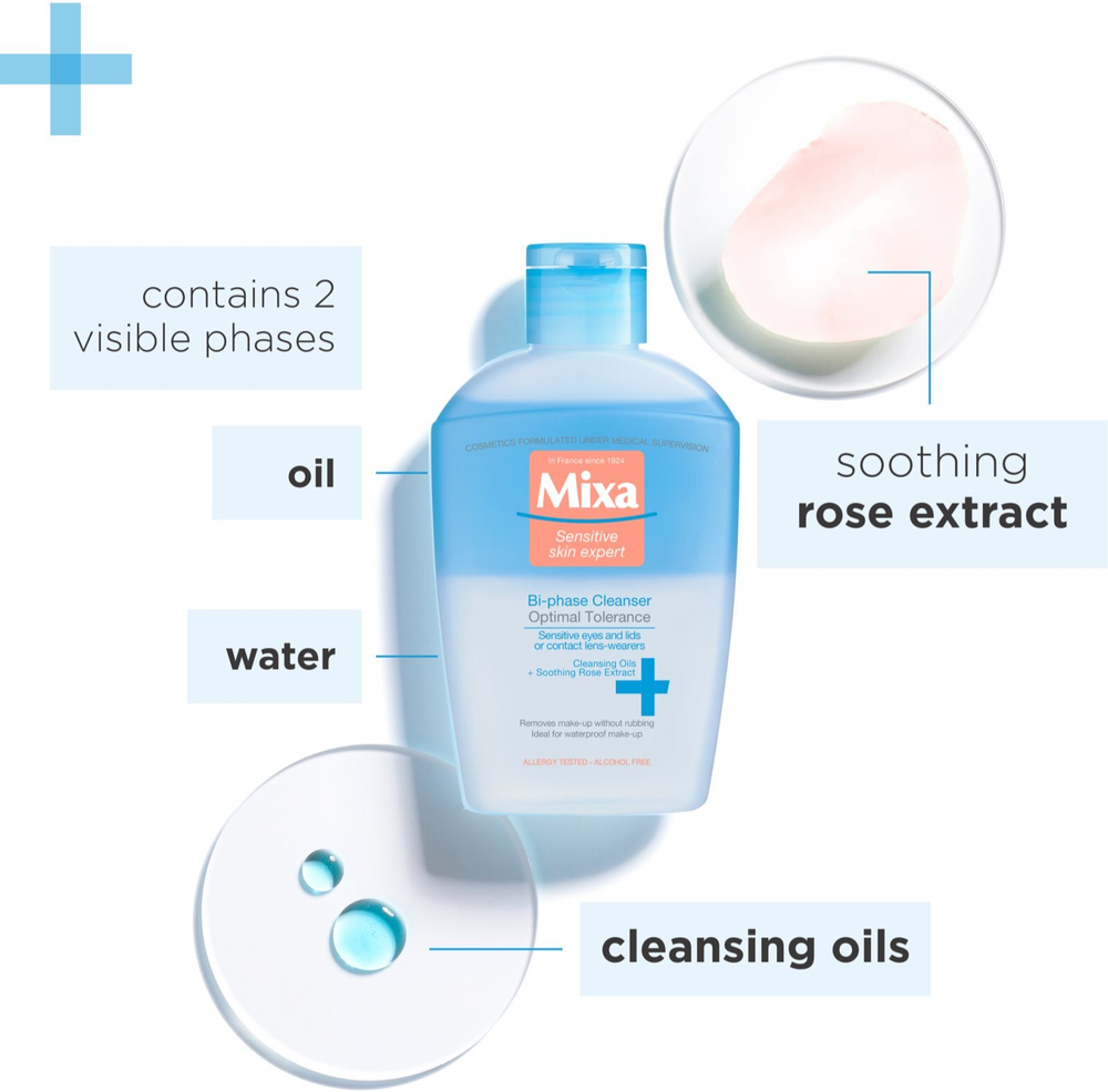 MIXA Optimal Tolerance - двухкомпонентное средство для снятия макияжа с глаз /   125  ml  / GTIN 3600550305036
