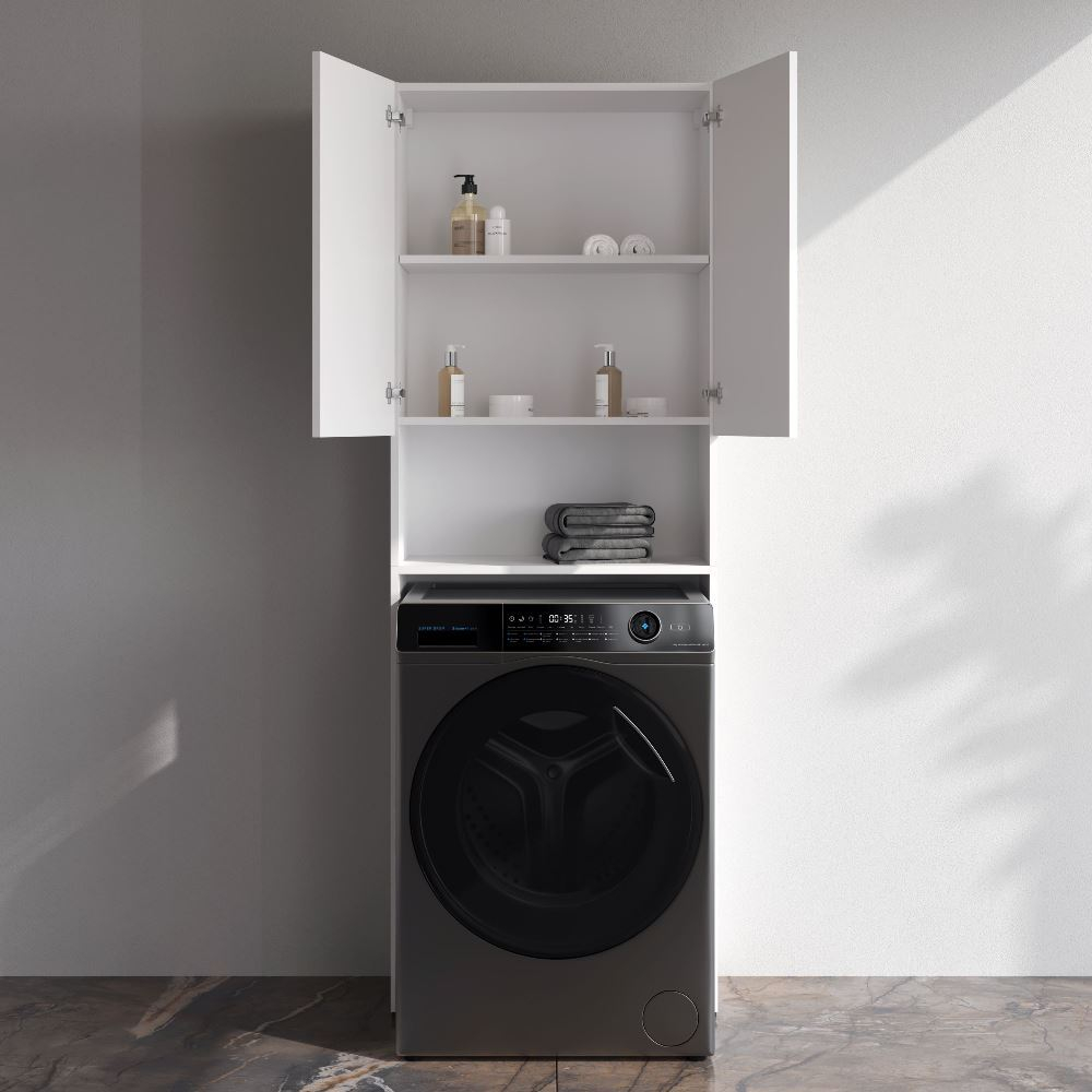 Шкаф над стиральной машиной с дверями и открытой полкой, узкий, 65 см, белый AM.PM X-Joy M85CSX06521WG1