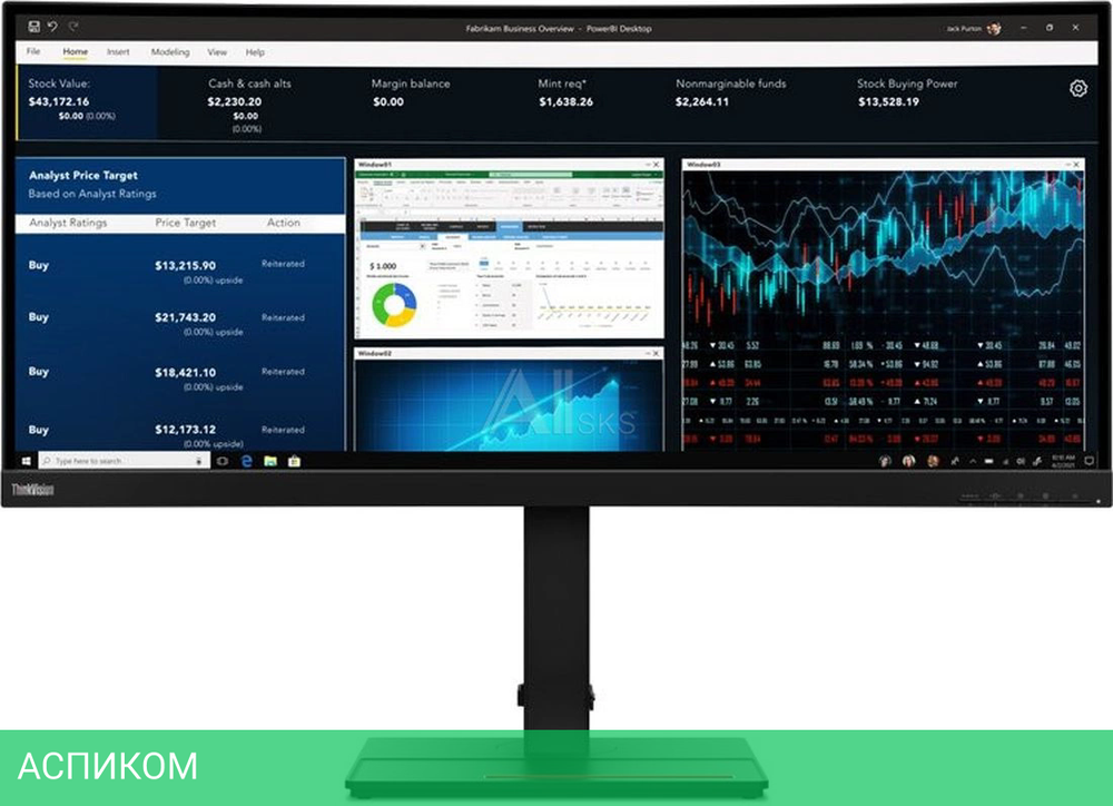 Монитор Lenovo ThinkVision P34w-20 черный (63F2RAT3UK)