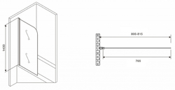 Шторка на ванну Abber Ewiges Wasser 80х140 AG52080B профиль Черный стекло прозрачное