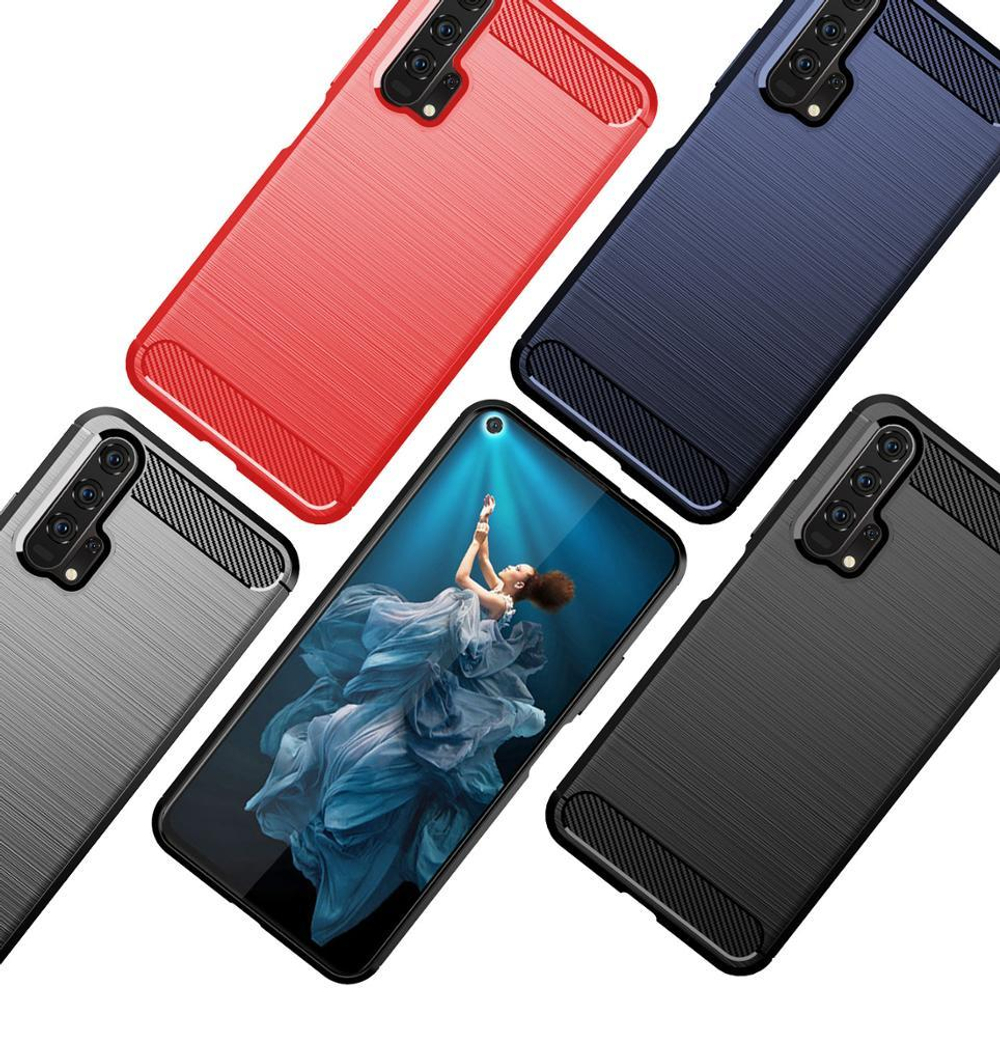 Чехол для Honor 20 (Honor 20S, 20 Pro, Huawei Nova 5T) цвет Black (черный), серия Carbon от Caseport