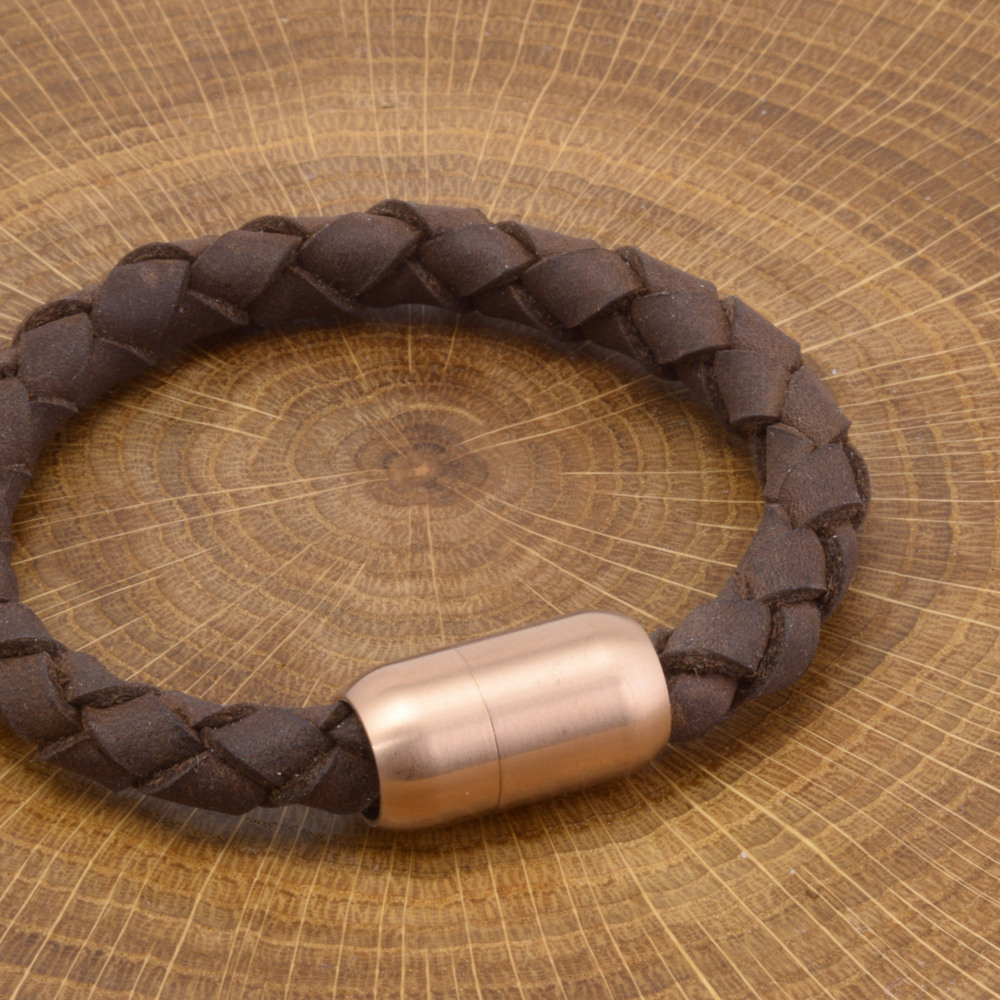 Магнитная застежка для кожаного шнура БОБ (цвет розовое золото), нержавеющая сталь