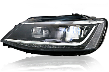 Передние фары Джетта 6 2011-2019 V14 type [Комплект Л+П; ходовые огни; БИ LED линза; электрокорректор; динамичный светодиодный поворотник]