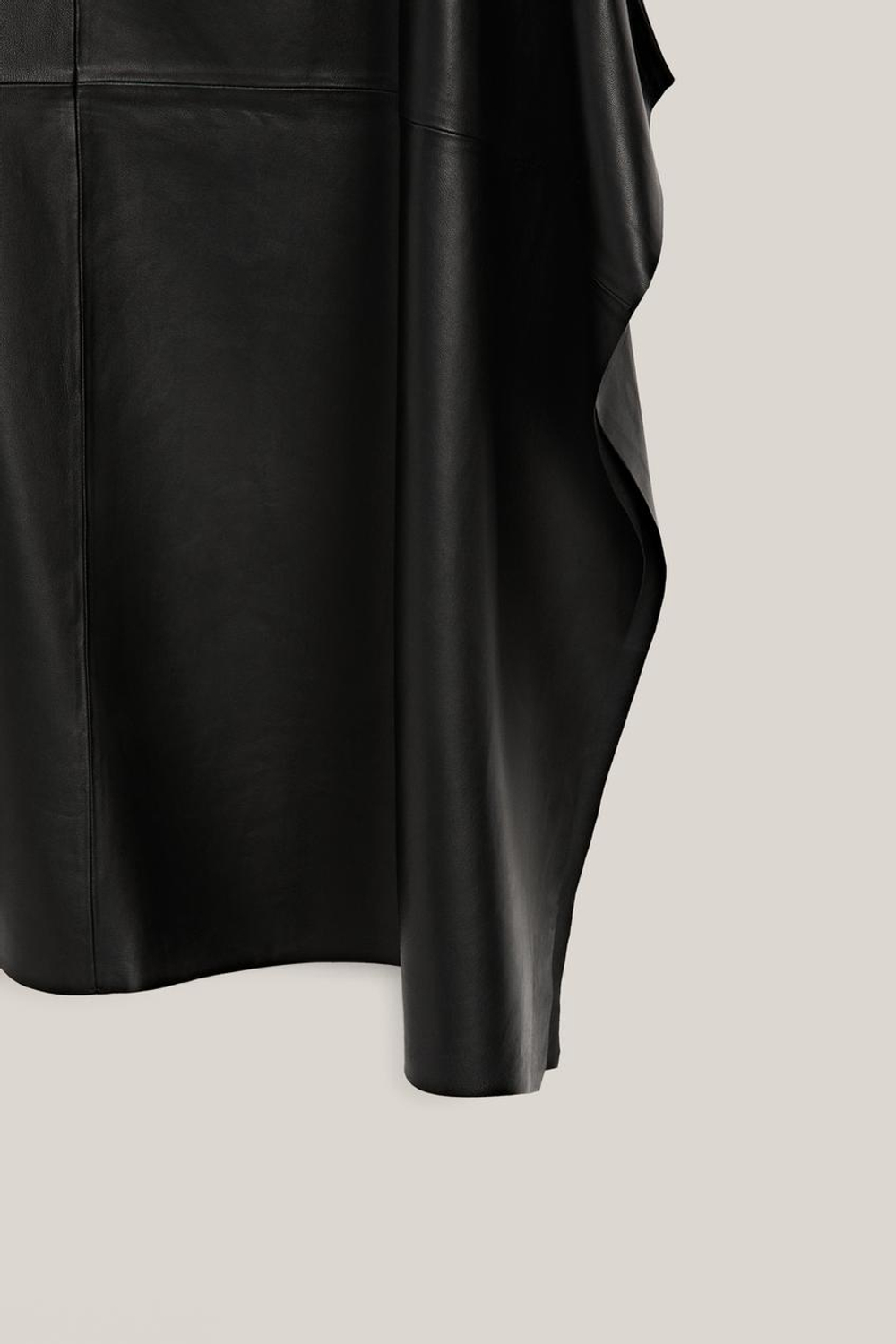 Massimo Dutti Юбка-миди из натуральной кожи наппа - Limited Edition, черный