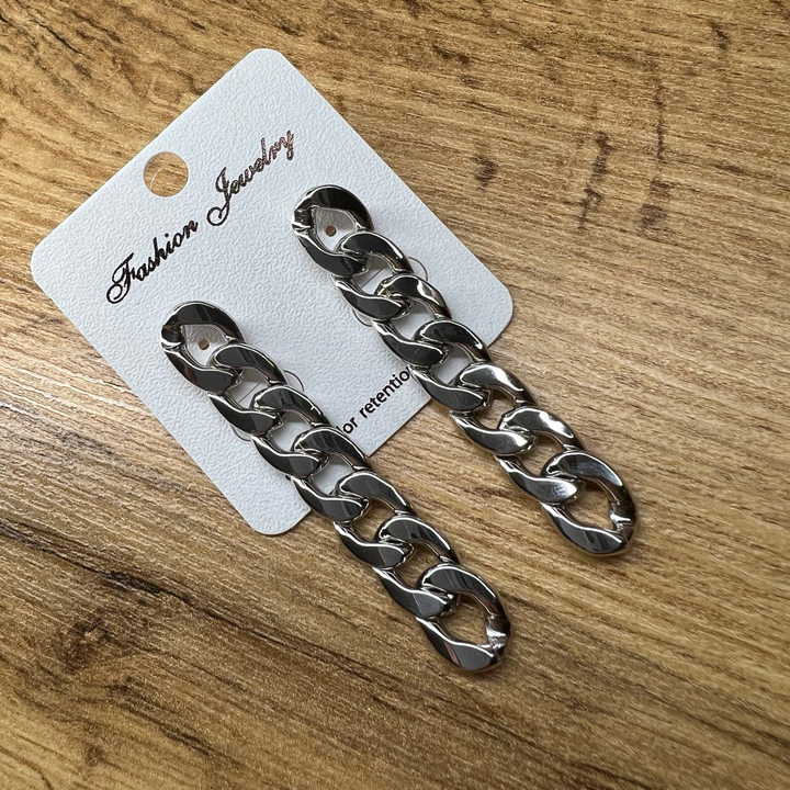 Серьги "Цепи" 7 звеньев панцерное 12 мм металл цвет серебристый