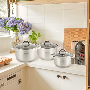 Набор кастрюль 6 предметов Kamille KM-5630S (4,5 л; 5,8 л; 7,8 л) из нержавеющей стали