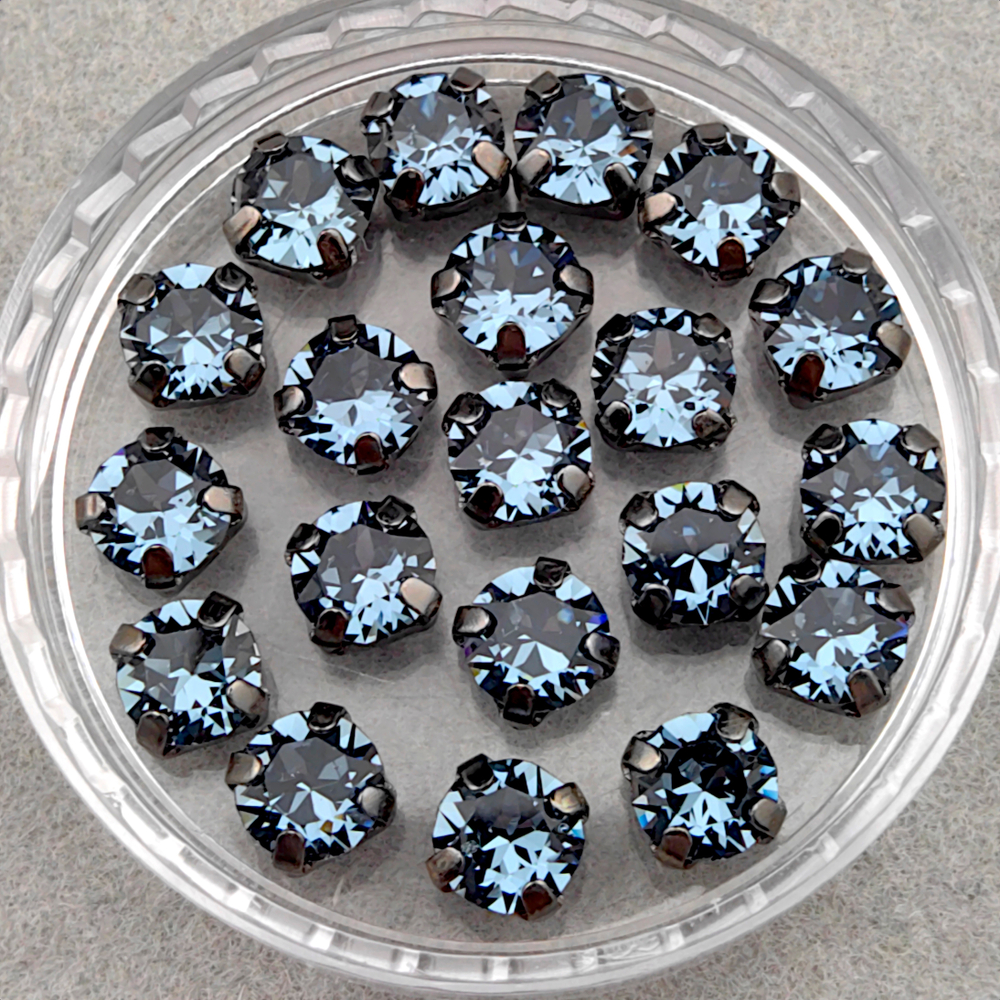 Шатоны Swarovski 1088 в оправах, цвет Джинсовый синий/темная сталь (Denim Blue/Gunmetal)