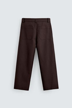 ZARA БРЮКИ BALLOON FIT С ЗАЩИПАМИ, БУРГУНДИ