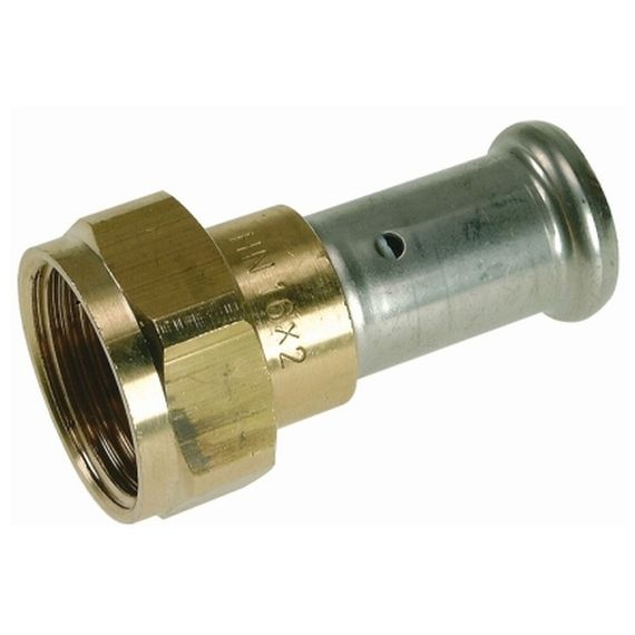 Муфта HENCO накидная гайка, плоское уплотнение, латунь пресс, 16x3/8quot;