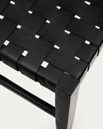 Скамья Calixta из кожи и красного дерева с черной отделкой 120 см