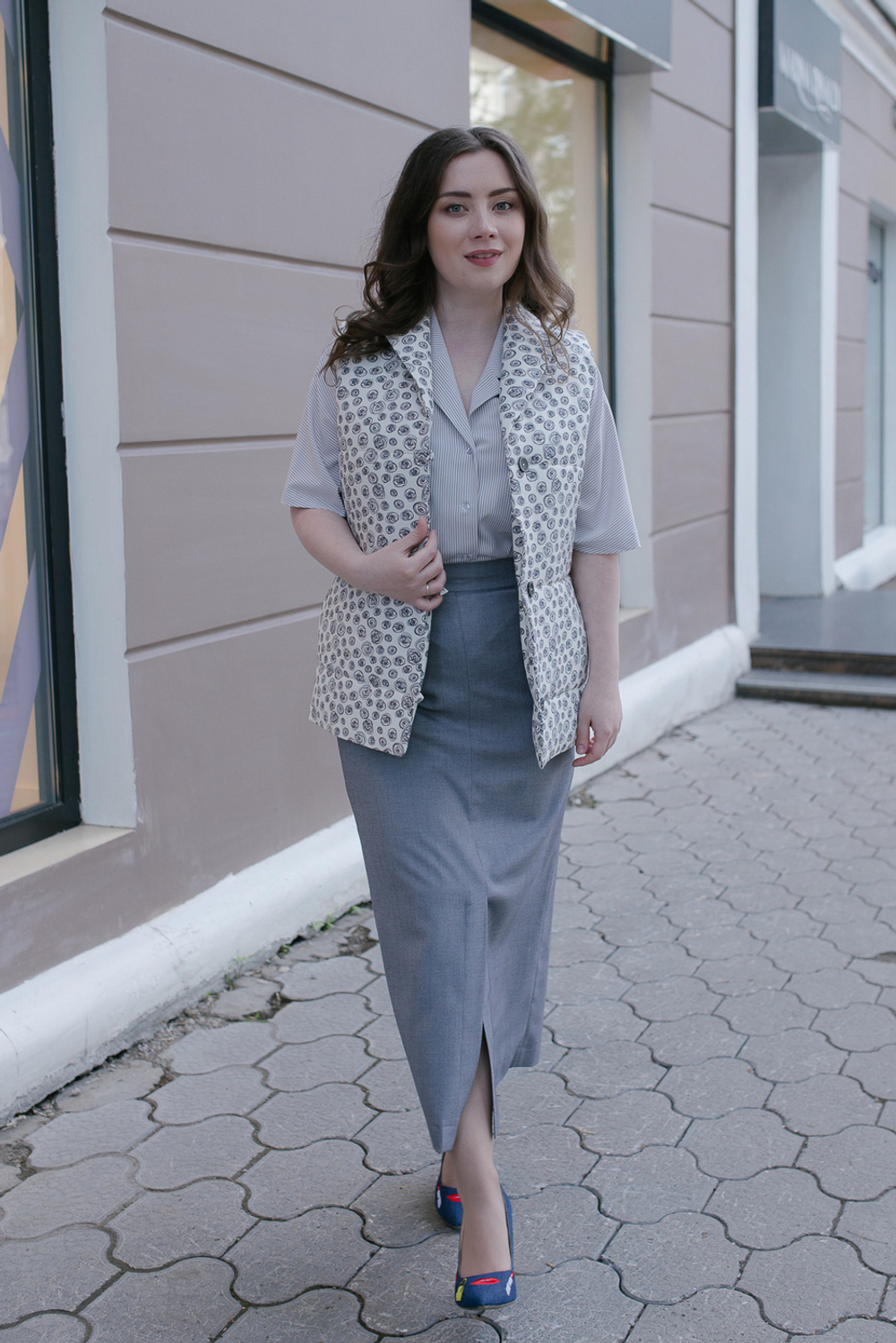 Юбка прямая Mila Bezgerts 2883АЕ, цвет Серый, размер 46