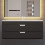 Тумба с раковиной для ванной Uperwood Modul 100 см, подвесная, матовая, черная