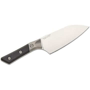 Нож кухонный Microtech Santoku 3200B-10BK  с клинком из стали M390MK, рукоять G10 / Titan