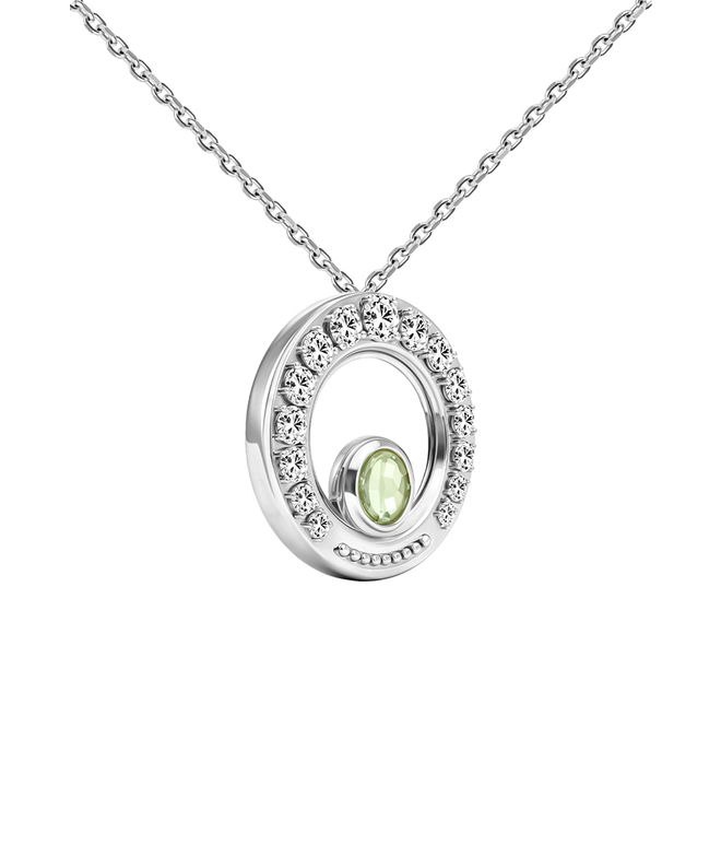 Подвес малый из серебра со вставками из хризолита и бесцветных фианитов