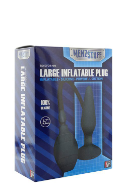 Чёрная анальная втулка с функцией расширения MENZSTUFF LARGE INFLATABLE PLUG - 14,5 см.