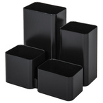 Подставка-органайзер BRAUBERG COMPACT, 4 отделения, 92×114×102 мм, черная, 4 штуки в комплекте.