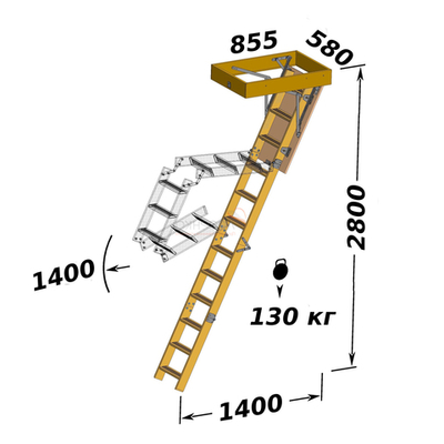 Деревянная чердачная лестница ЧЛ-11 600х875