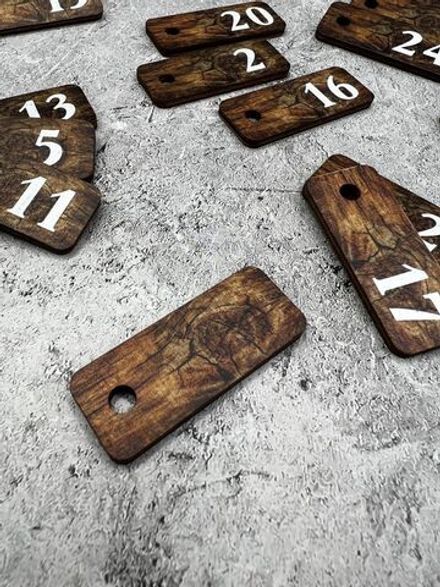 Номерки для ключей деревянные 2х5см