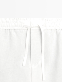 Massimo Dutti Короткие бермуды из 100% льна, белый