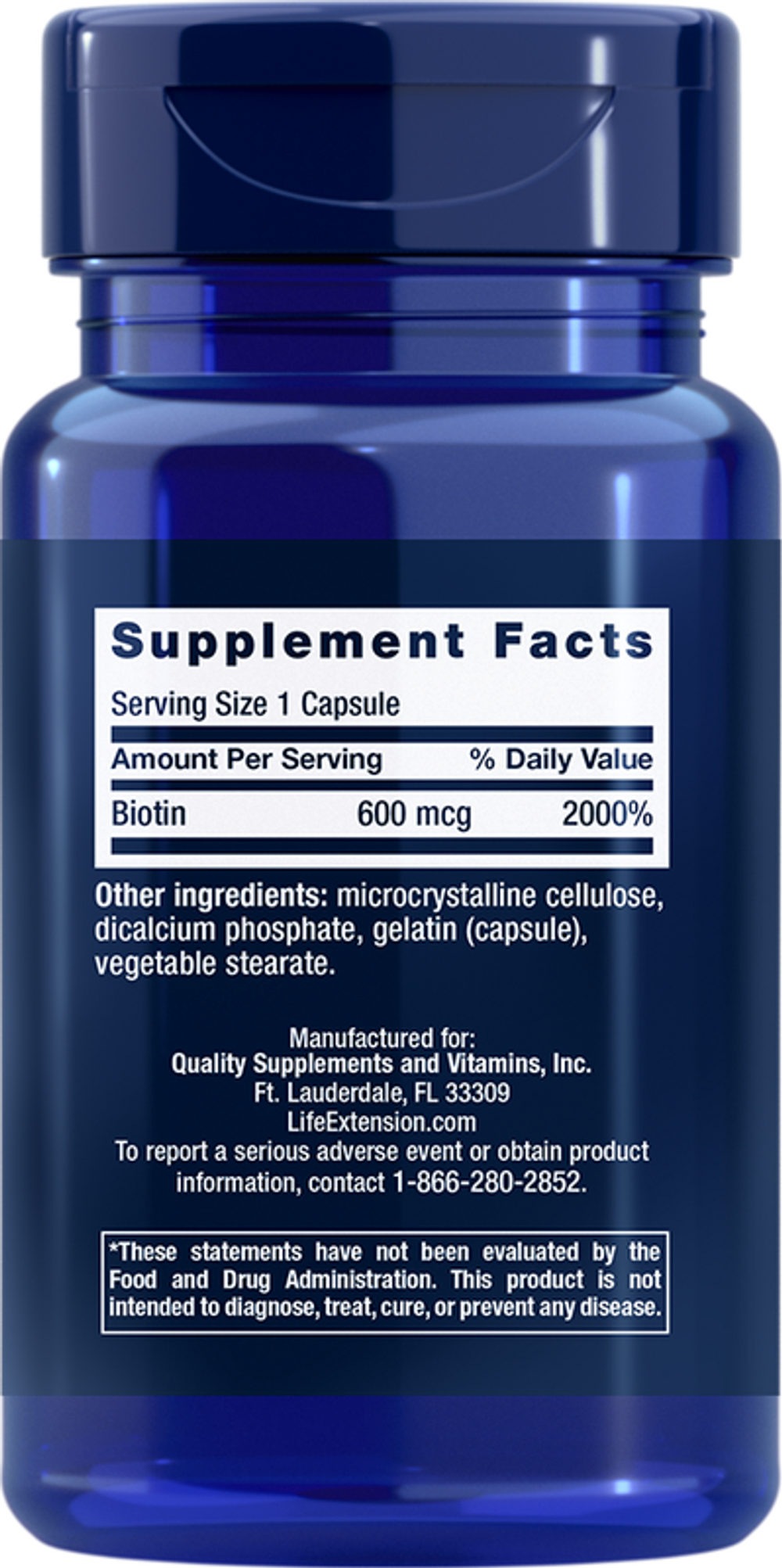Biotin 600 мкг 100 капсул Life Extension