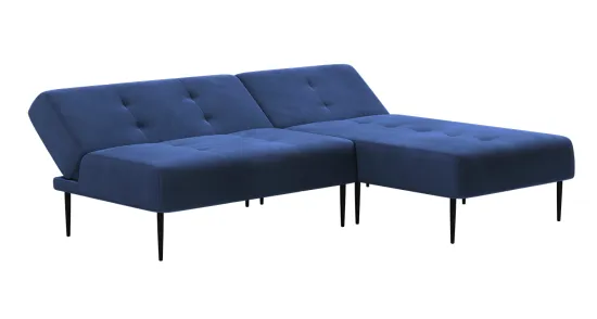 Monaco диван-кровать с шезлонгом, без подлокотников, бархат синий 29