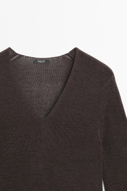 Massimo Dutti Платье из хлопкового трикотажа, золотисто-коричневый