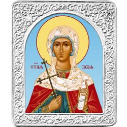 Святая Зоя. Маленькая икона в серебряной раме.