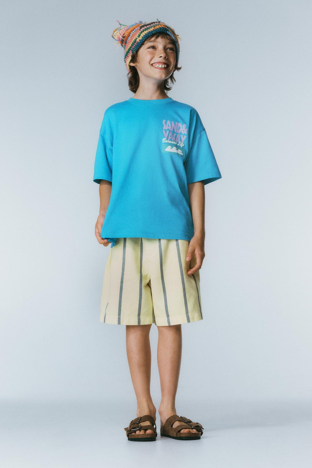 ZARA ФУТБОЛКА С НАДПИСЬЮ, СИНИЙ/БЕЛЫЙ