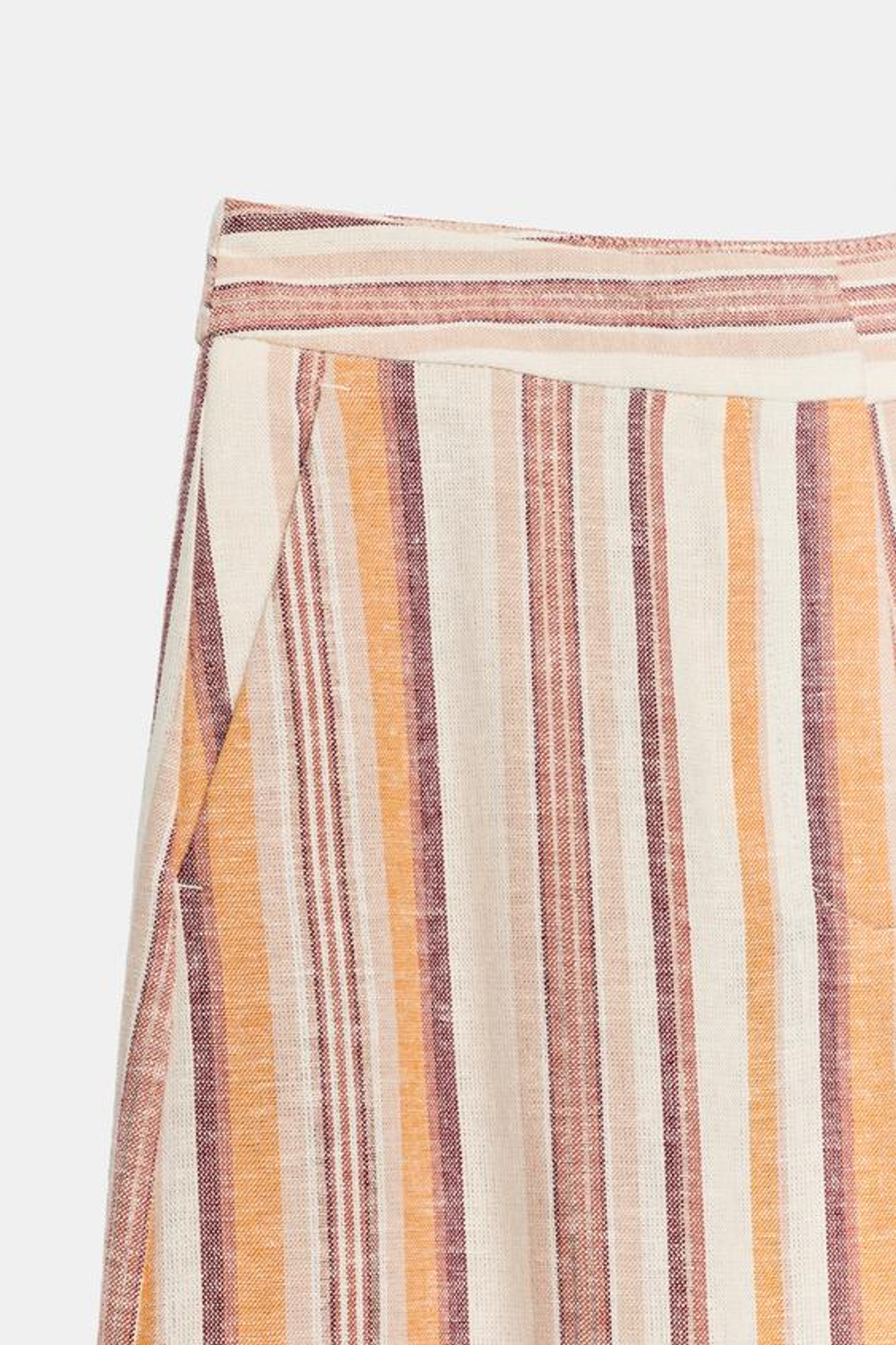 ZARA ШИРОКИЕ БРЮКИ ИЗ ЛЬНА В ПОЛОСКУ, РАЗНОЦВЕТНЫЙ