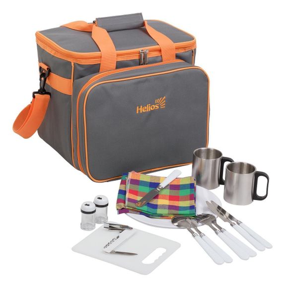 Набор для пикника Helios на 2 персоны серый HS-811(2)G