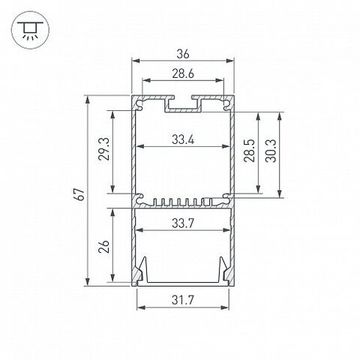 Профиль для прямоугольных светильников 3м 042902 серебристый LINE-S-3667-3000 ANOD Arlight