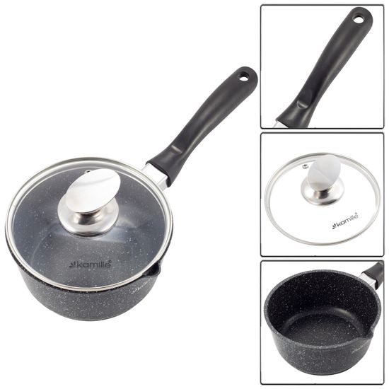 Ковш с крышкой 1,35 л. из литого алюминия Kamille KM-4436 с мраморным покрытием